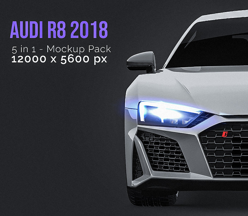 Audi R8 2019 glossy finish - all sides Mockup Template.psd