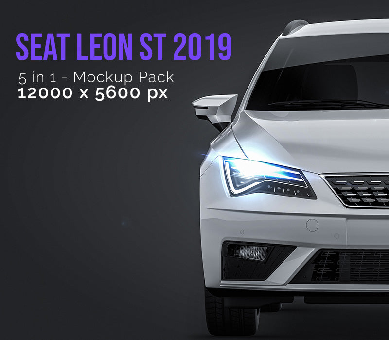 Seat Leon ST 2019 glossy finish - all sides Car Mockup Template.psd