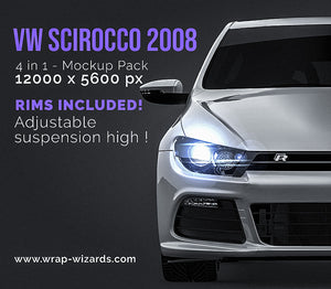 Volkswagen Scirocco 2008 glossy finish - all sides Car Mockup Template.psd