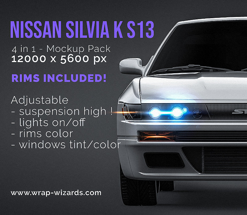 Nissan Silvia K S13 glossy finish - all sides Car Mockup Template.psd