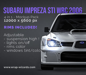 Subaru Impreza STi WRC 2006 glossy finish - all sides Car Mockup Template.psd