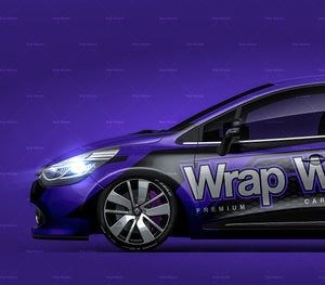 Renault Clio 2013 glossy finish - all sides Car Mockup Template.psd