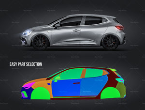 Renault Clio RS-Line R5 2019 with extra Michelin racing wheels glossy finish - all sides Car Mockup Template.psd