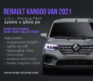 Renault Kangoo Van 2021 glossy finish - all sides Car Mockup Template.psd