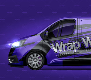 Renault Trafic 2021 panel van glossy finish - all sides Car Mockup Template.psd
