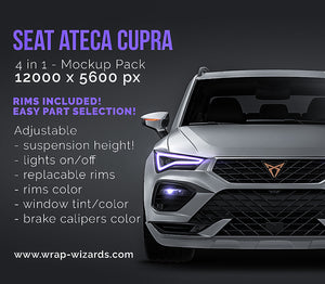 Seat Ateca Cupra satin matt finish - all sides Car Mockup Template.psd