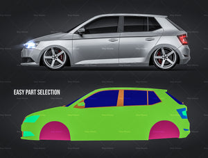 Skoda Fabia 2019 glossy finish - all sides Car Mockup Template.psd