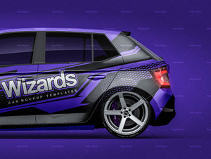 Skoda Fabia 2019 glossy finish - all sides Car Mockup Template.psd