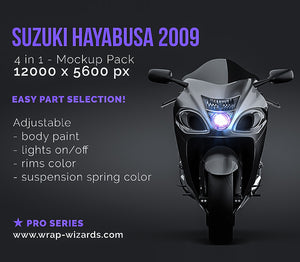 Suzuki Hayabusa 2009 glossy finish - all sides Motorcycle Mockup Template.psd