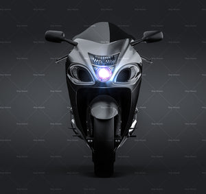 Suzuki Hayabusa 2009 glossy finish - all sides Motorcycle Mockup Template.psd