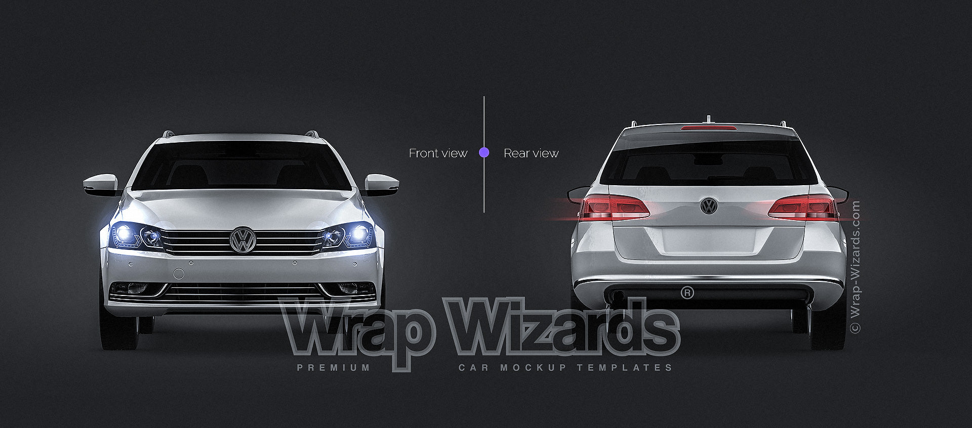 Volkswagen Passat Variant 2013 glossy finish - all sides Car Mockup Template.psd