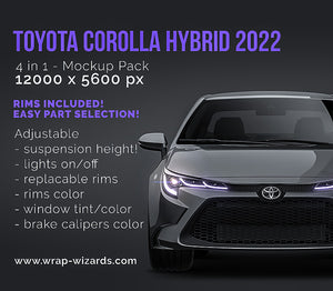 Toyota Corolla Hybrid 2022 glossy finish - all sides Car Mockup Template.psd