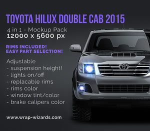 Toyota Hilux Double Cab 2015 glossy finish - all sides Car Mockup Template.psd