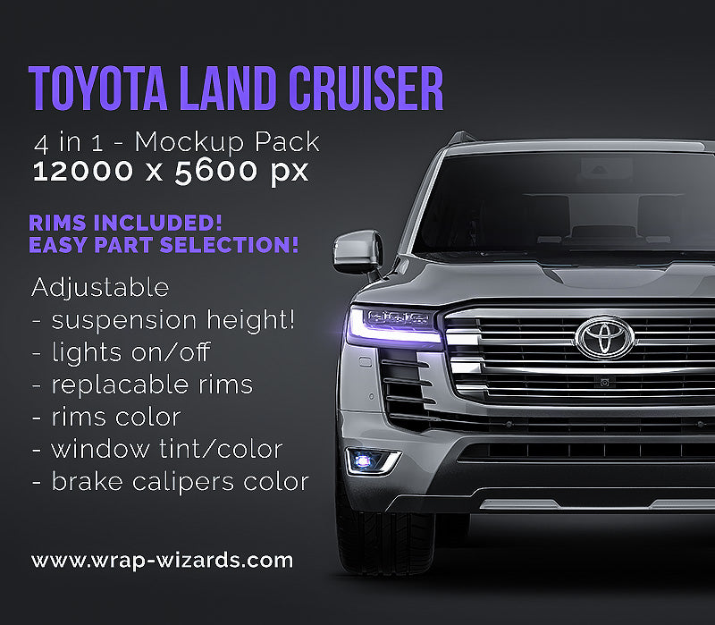 Toyota Land Cruiser glossy finish - all sides Car Mockup Template.psd