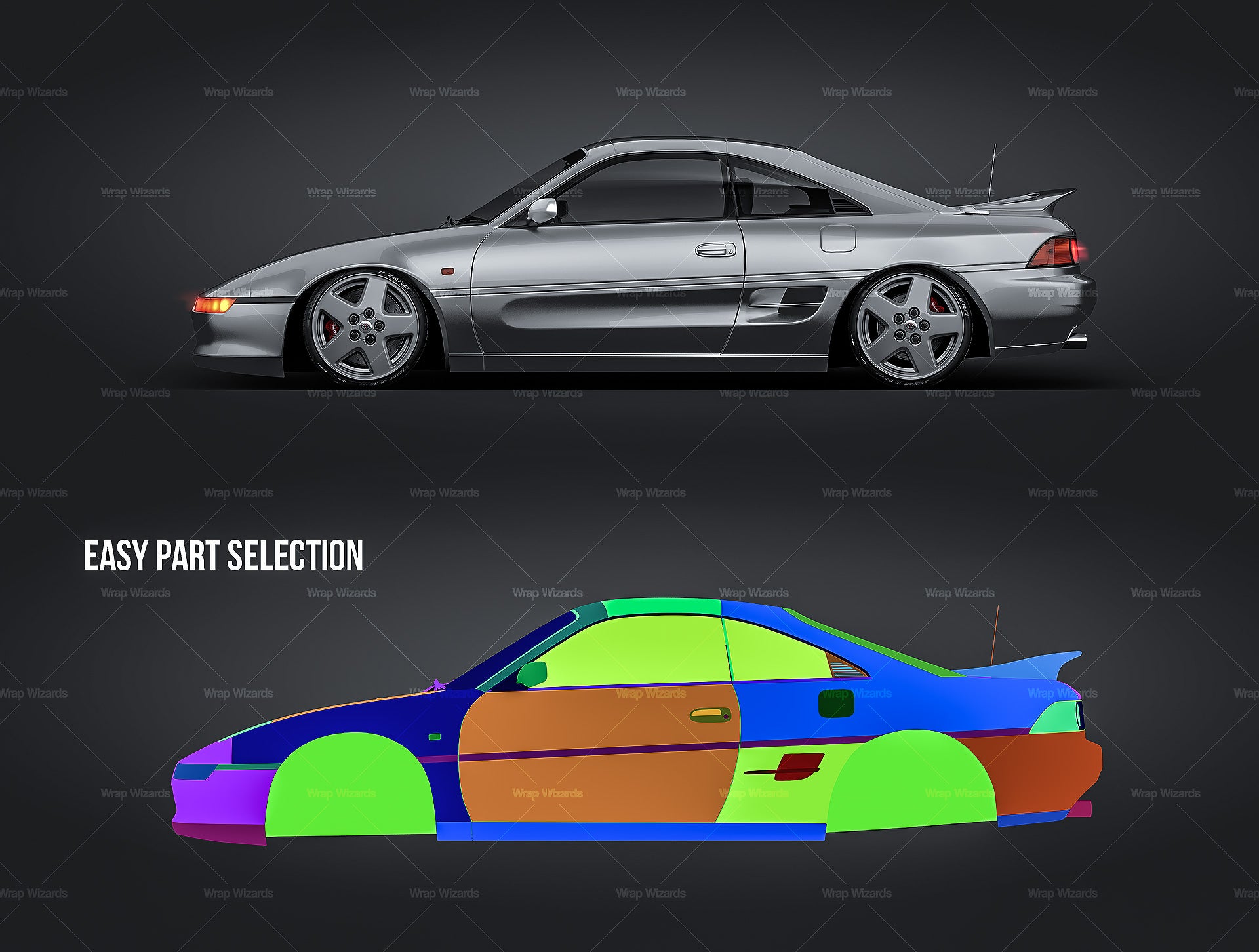 Toyota MR2 SW20 glossy finish - all sides Car Mockup Template.psd