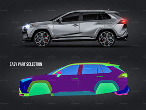 Toyota RAV4 Prime 2022 glossy finish - all sides Car Mockup Template.psd