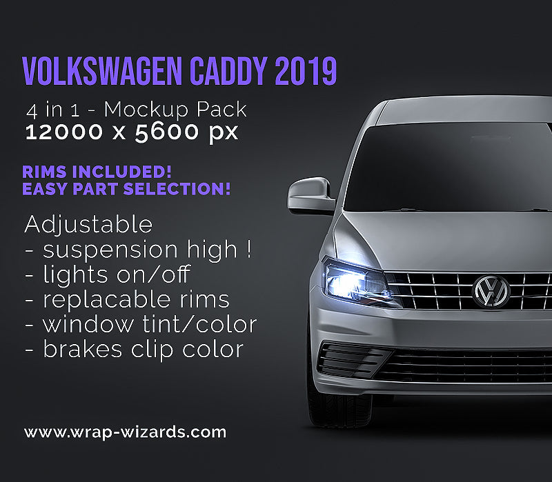 Volkswagen Caddy 2019 no rear window - Van Mockup