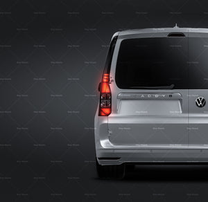 Volkswagen Caddy Maxi 2021 panel van with rear window satin matt finish - all sides Car Mockup Template.psd