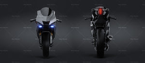Yamaha YZF-R6 2018 glossy finish - all sides Motorcycle Mockup Template.psd